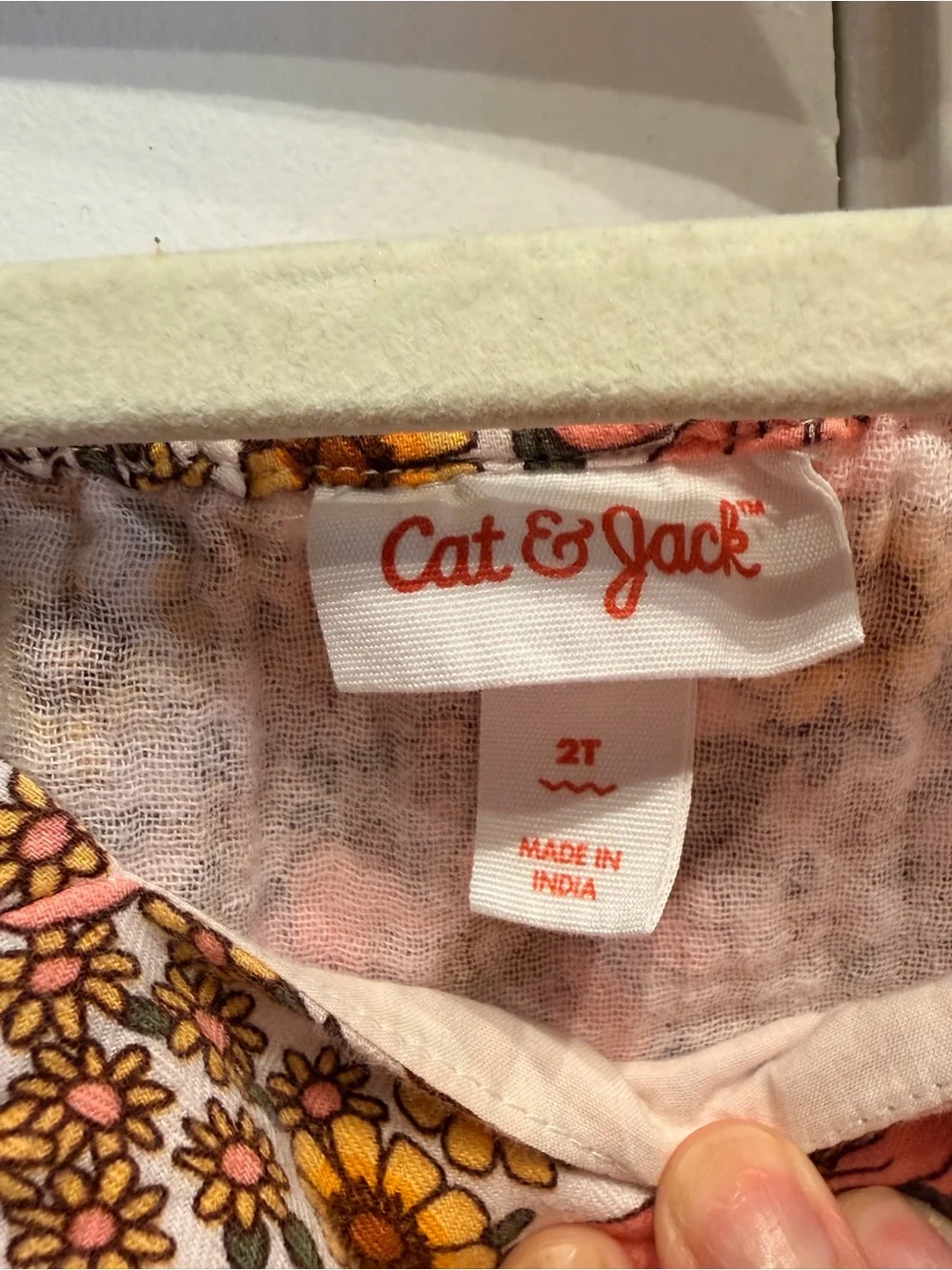 Cat & Jack Pink and Yellow Floral Puff-Sleeve Dress